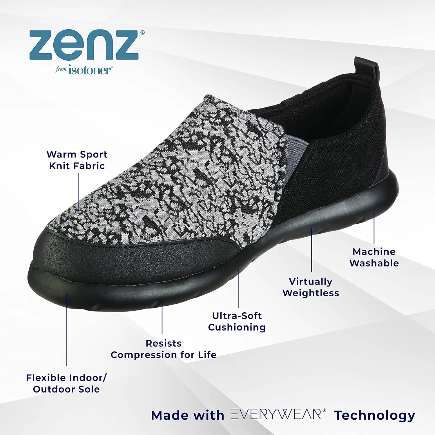 isotoner Men's Zenz Active Slip-On: Ultra-Soft Casual Shoes with Flexible Support & Breathable Mesh