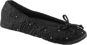 Isotoner Women's Ballerina Slippers with Terry Lined and Rose Quilt Ballet Flat