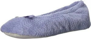 isotoner Women's Diamond Microterry Gemma Ballerina Slippers-Suede Sole with Memory Foam Comfort, Machine Washable