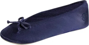 isotoner Women's Satin Ballerina Slippers with Soft Tie Bow and Suede Sole