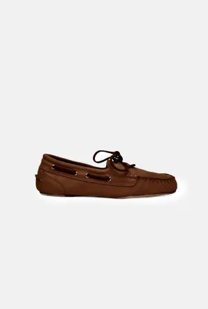 Ivy Boat Shoes in Caramel Nobuk