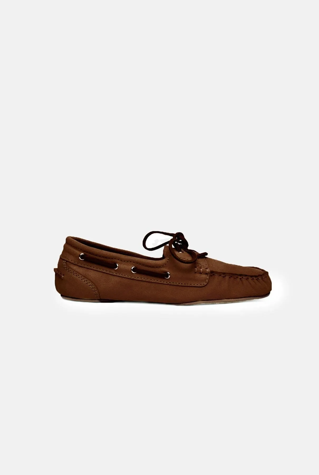 Ivy Boat Shoes in Caramel Nobuk