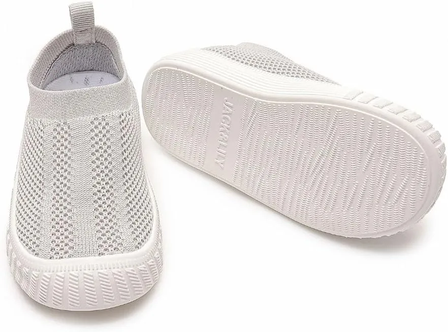 Jack & Lily Comfy Knit Slip-On Sneakers for Babies, Toddlers, and Kids – Lightweight, Non-Slip Rubber Sole Sneakers with Air-Cushioned EVA Insoles – Ideal Walking Shoes for Everyday Fun