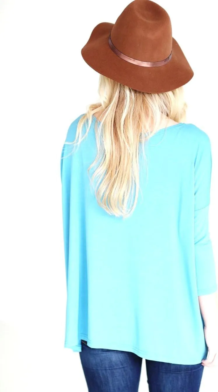 Jack David Womens Top Casual Oversized Soft Loose Fit Drop of Shoulder Boat Neck Shirts Blouse Tunic Long Sleeve & 3/4 Sleeve