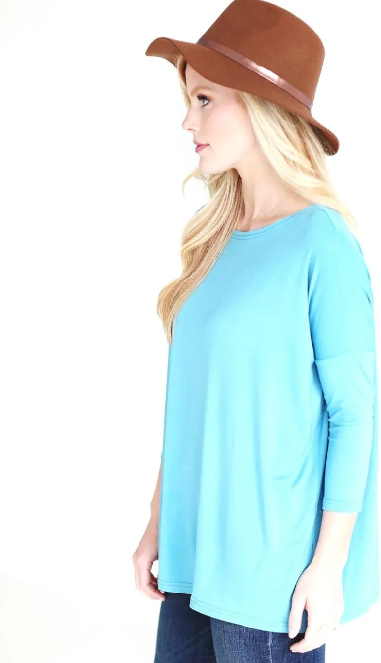 Jack David Womens Top Casual Oversized Soft Loose Fit Drop of Shoulder Boat Neck Shirts Blouse Tunic Long Sleeve & 3/4 Sleeve