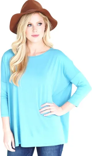 Jack David Womens Top Casual Oversized Soft Loose Fit Drop of Shoulder Boat Neck Shirts Blouse Tunic Long Sleeve & 3/4 Sleeve