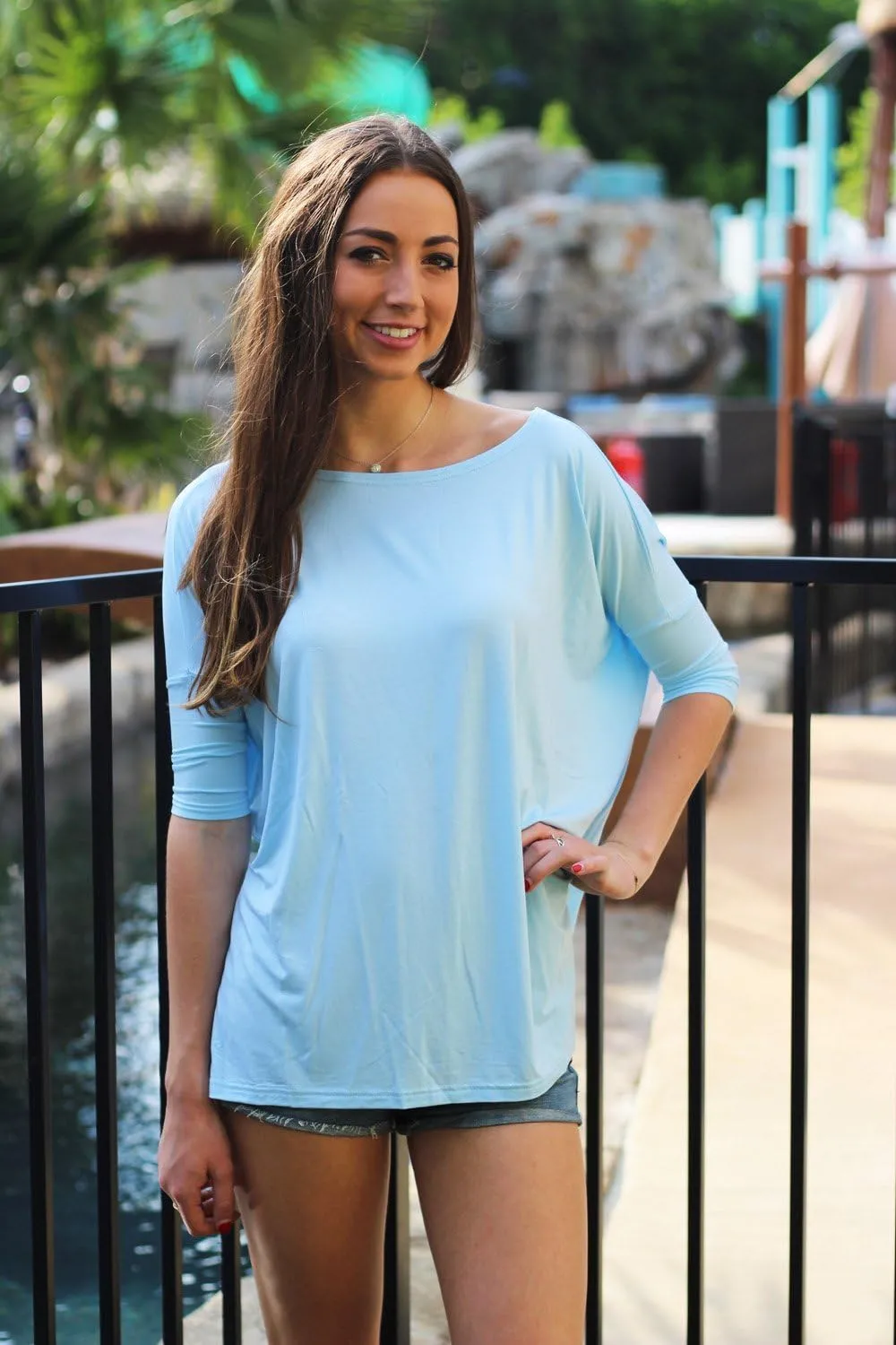 Jack David Womens Top Casual Oversized Soft Loose Fit Drop of Shoulder Boat Neck Shirts Blouse Tunic Long Sleeve & 3/4 Sleeve