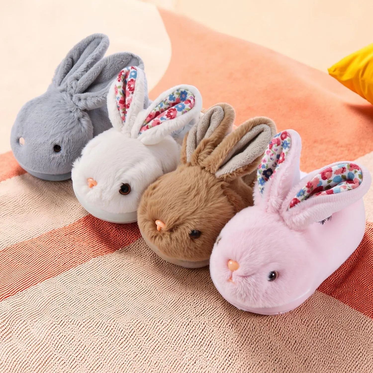 JACKSHIBO Toddler Slippers Boys Girls Dinosaur House Shoes Cute bunny Slipper for Home Indoor Winter Bedroom Non Slip Soft Rabbit Warm shoes