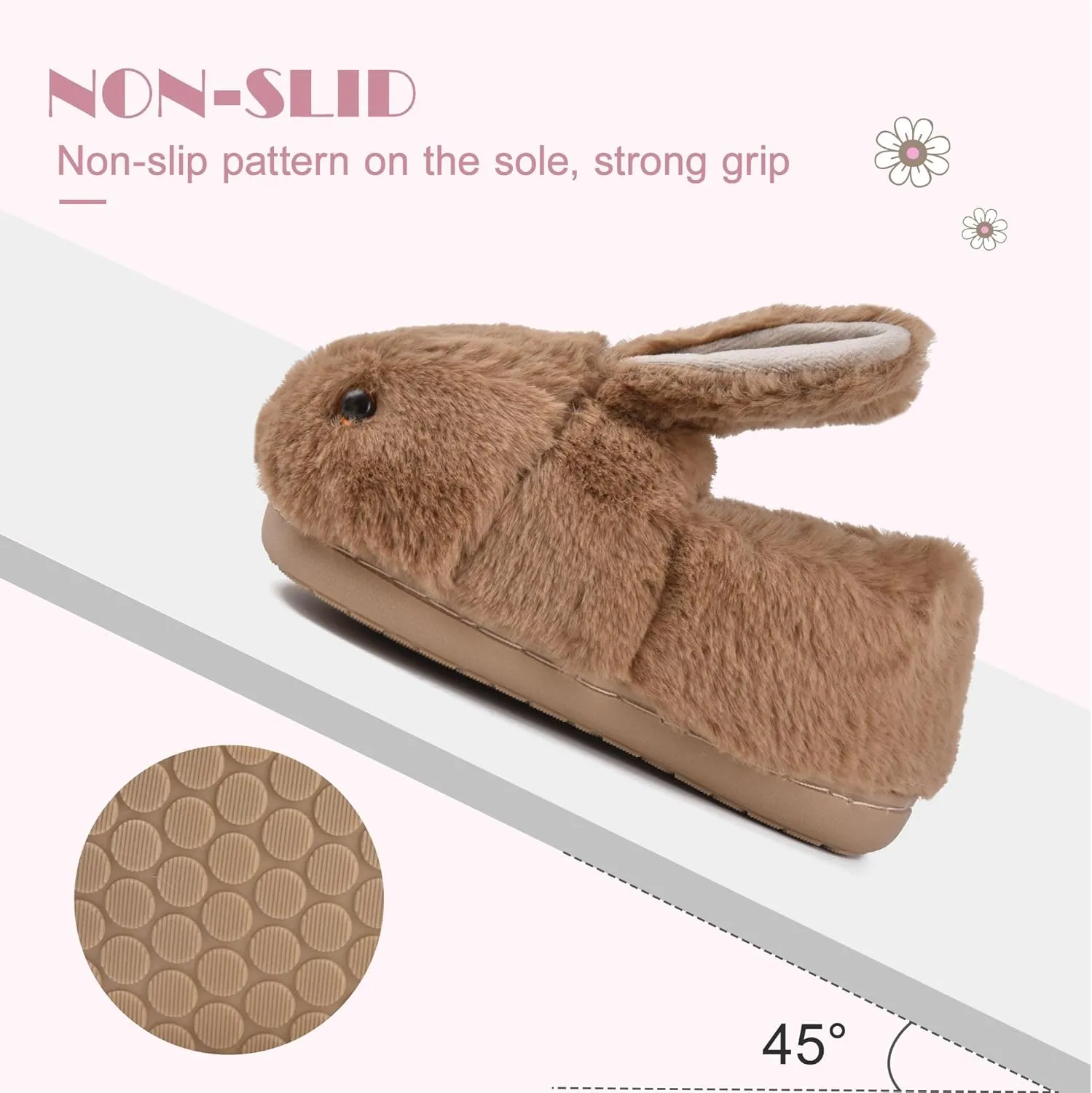 JACKSHIBO Toddler Slippers Boys Girls Dinosaur House Shoes Cute bunny Slipper for Home Indoor Winter Bedroom Non Slip Soft Rabbit Warm shoes