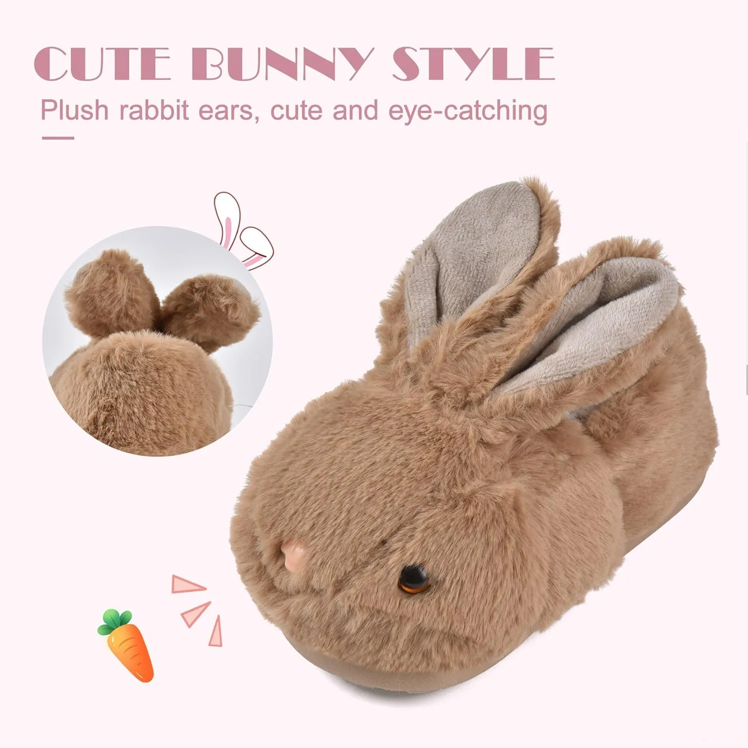 JACKSHIBO Toddler Slippers Boys Girls Dinosaur House Shoes Cute bunny Slipper for Home Indoor Winter Bedroom Non Slip Soft Rabbit Warm shoes