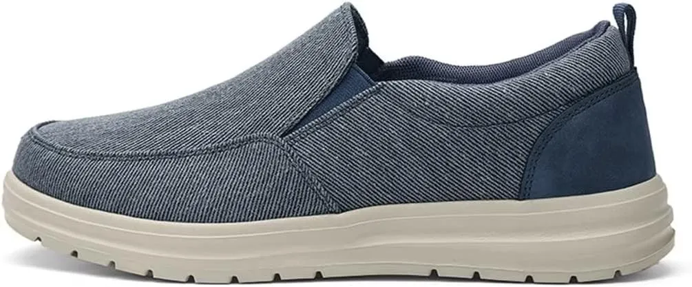 Jakcuz Men's Casual Slip on Loafers Cushion Lightweight Canvas Breathable Walking Driving Shoes