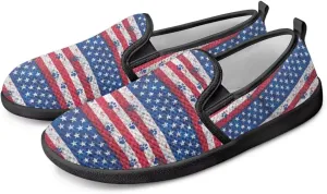 Jeiento American Flag Shoes Women's Slip-On Loafers Mesh Breathable Non Slip Lady Road Running Shoes Workout Sneakers