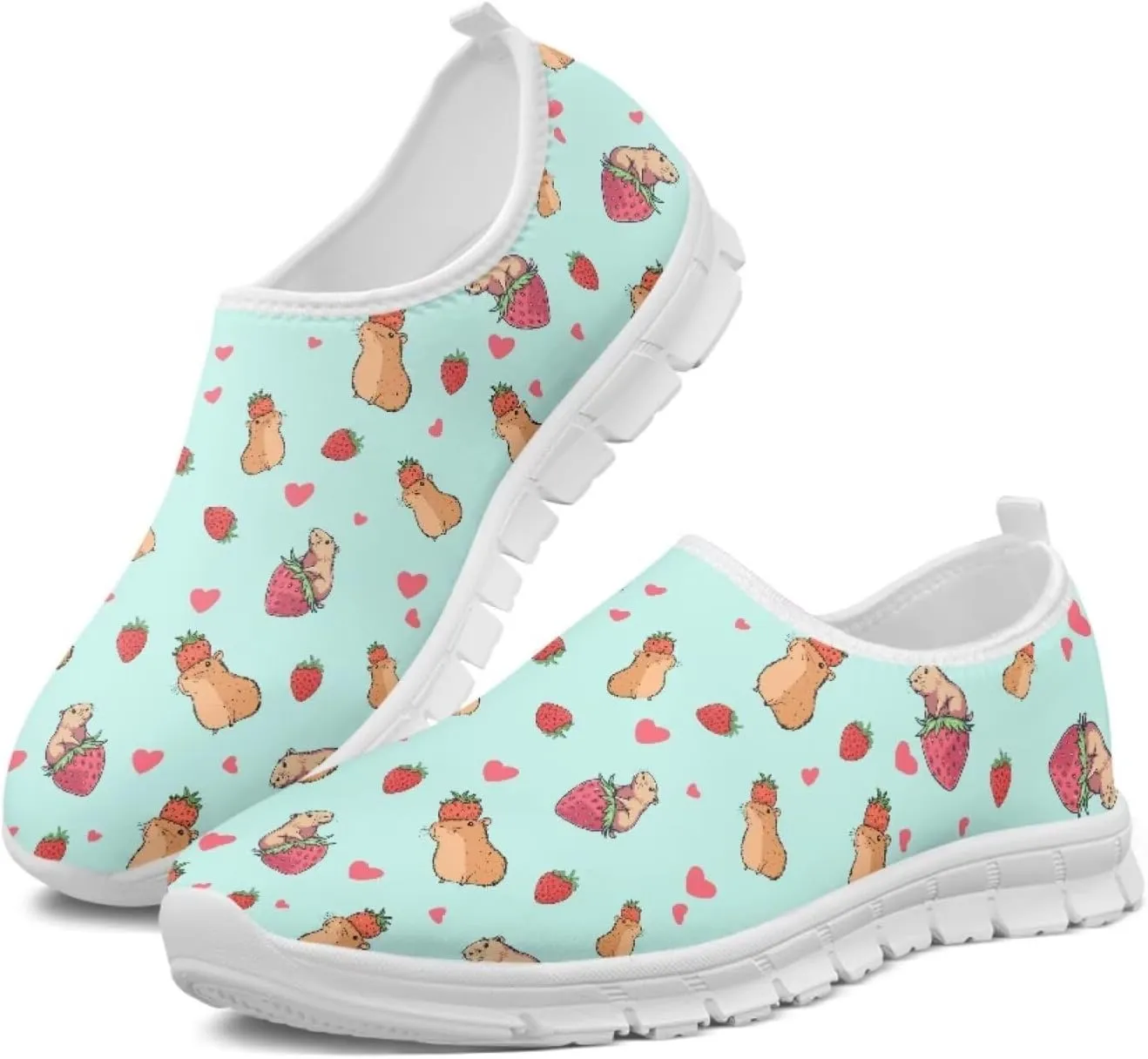 Jeiento Cute Capybara Slip On Shoes for Women Breathable Dressy Shoes Fashion Travel Shoes