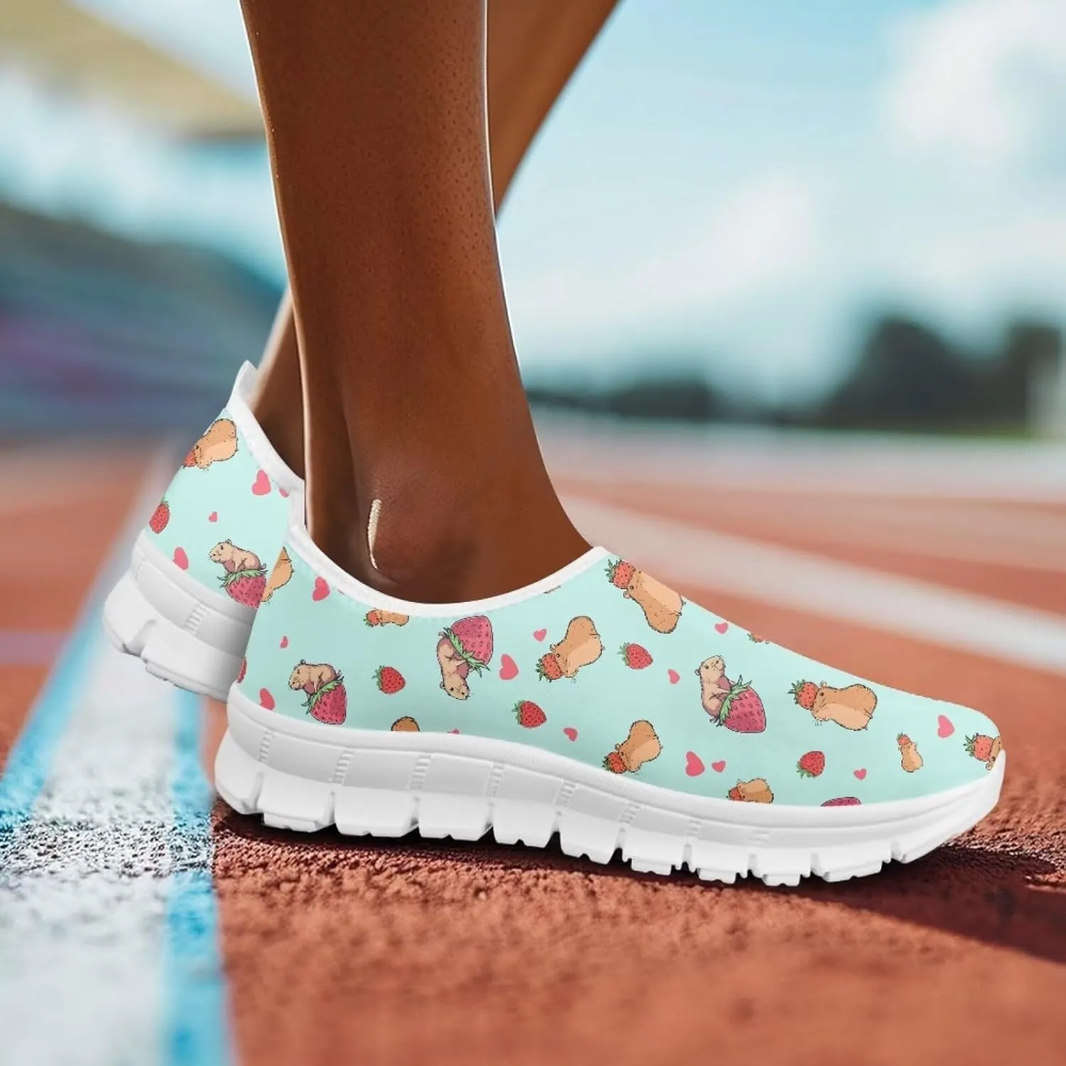 Jeiento Cute Capybara Slip On Shoes for Women Breathable Dressy Shoes Fashion Travel Shoes
