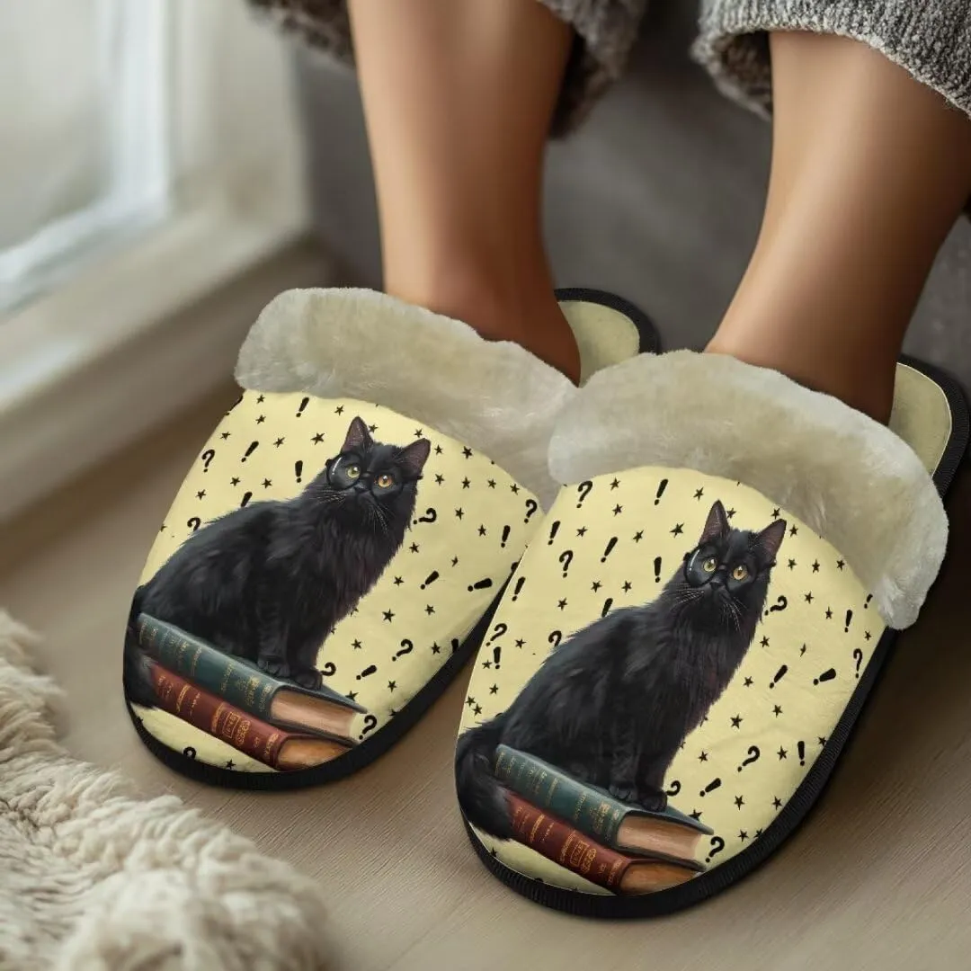 Jeiento Fuzzy Slippers for Women Cozy Memory Foam Scuff Slippers Adult Winter Indoor Slip On Closed Back Slipper Plus Cotton Slippers