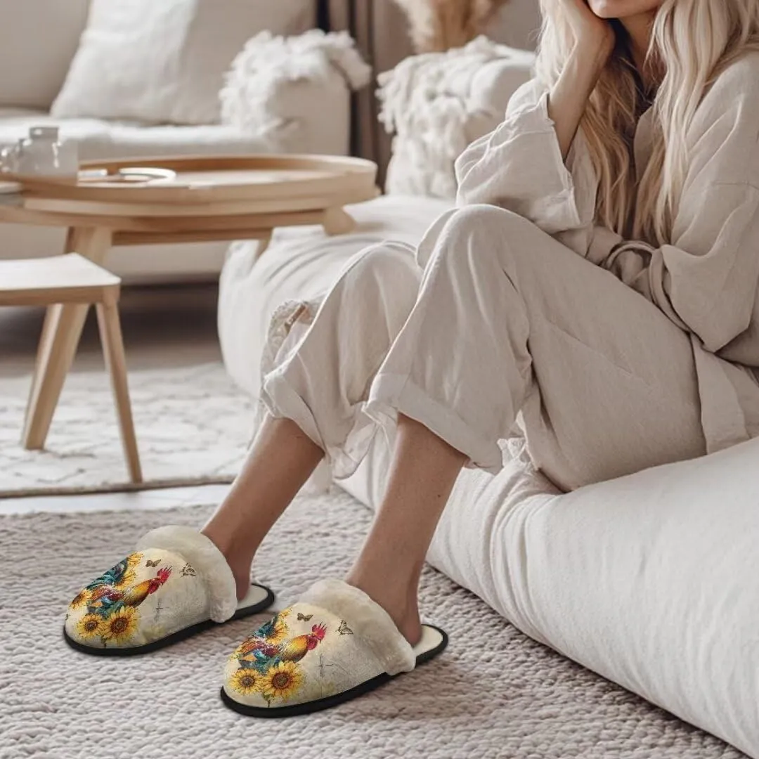 Jeiento Fuzzy Slippers for Women Cozy Memory Foam Scuff Slippers Adult Winter Indoor Slip On Closed Back Slipper Plus Cotton Slippers