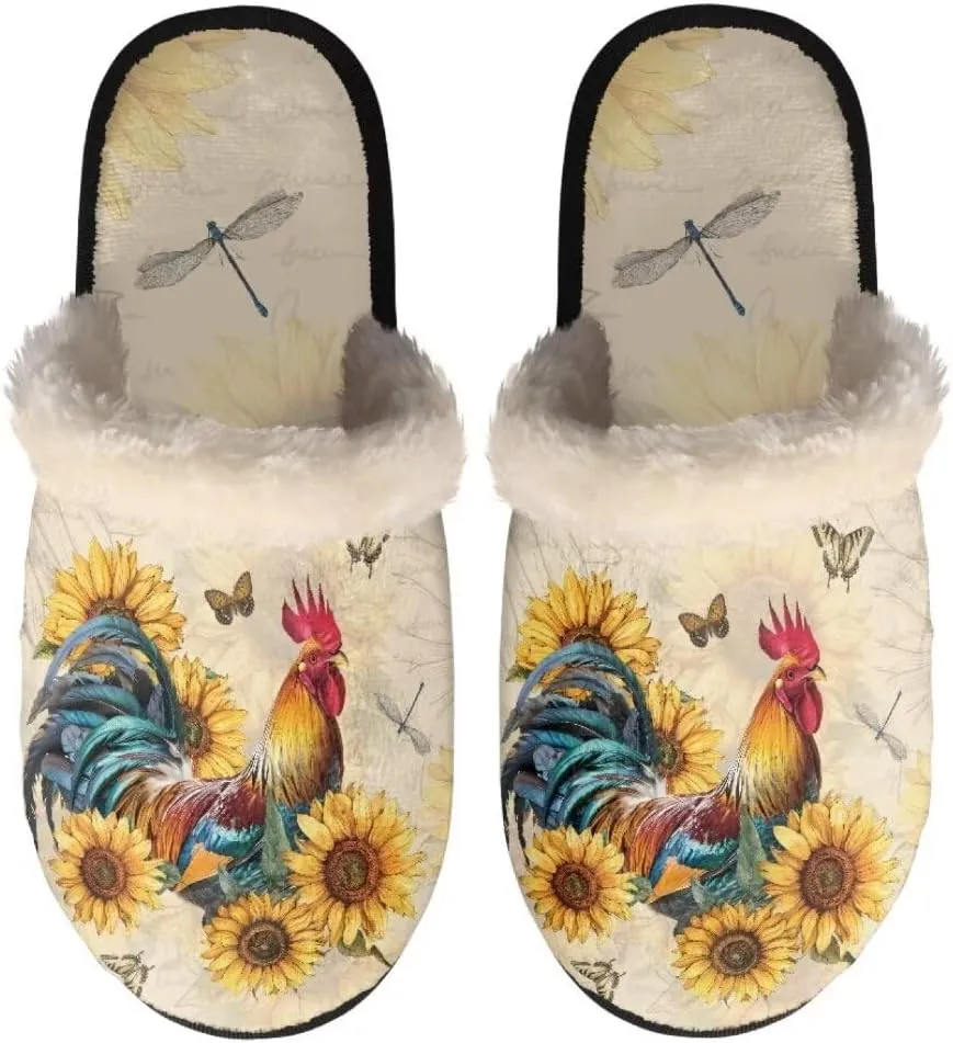 Jeiento Fuzzy Slippers for Women Cozy Memory Foam Scuff Slippers Adult Winter Indoor Slip On Closed Back Slipper Plus Cotton Slippers