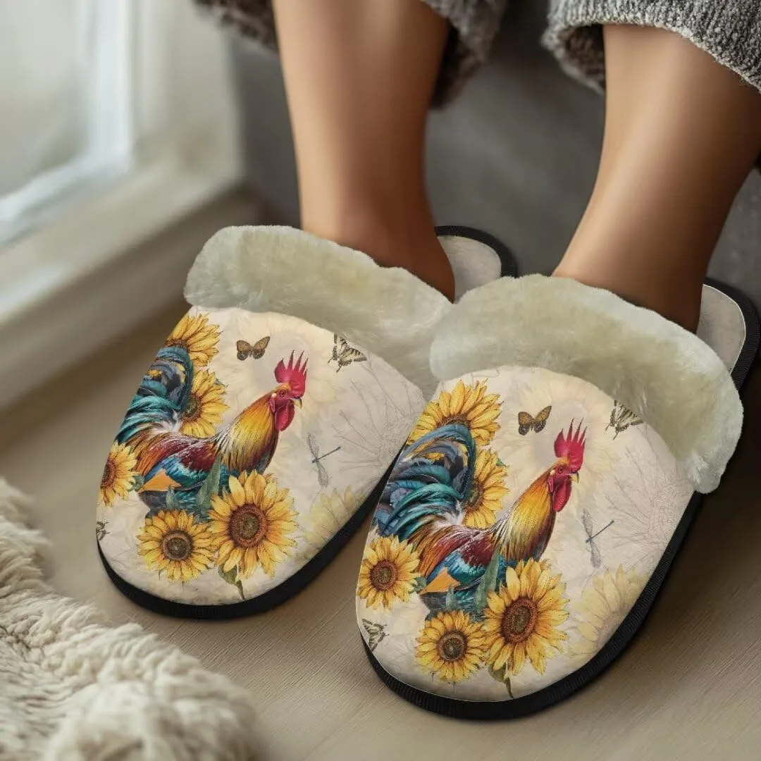 Jeiento Fuzzy Slippers for Women Cozy Memory Foam Scuff Slippers Adult Winter Indoor Slip On Closed Back Slipper Plus Cotton Slippers