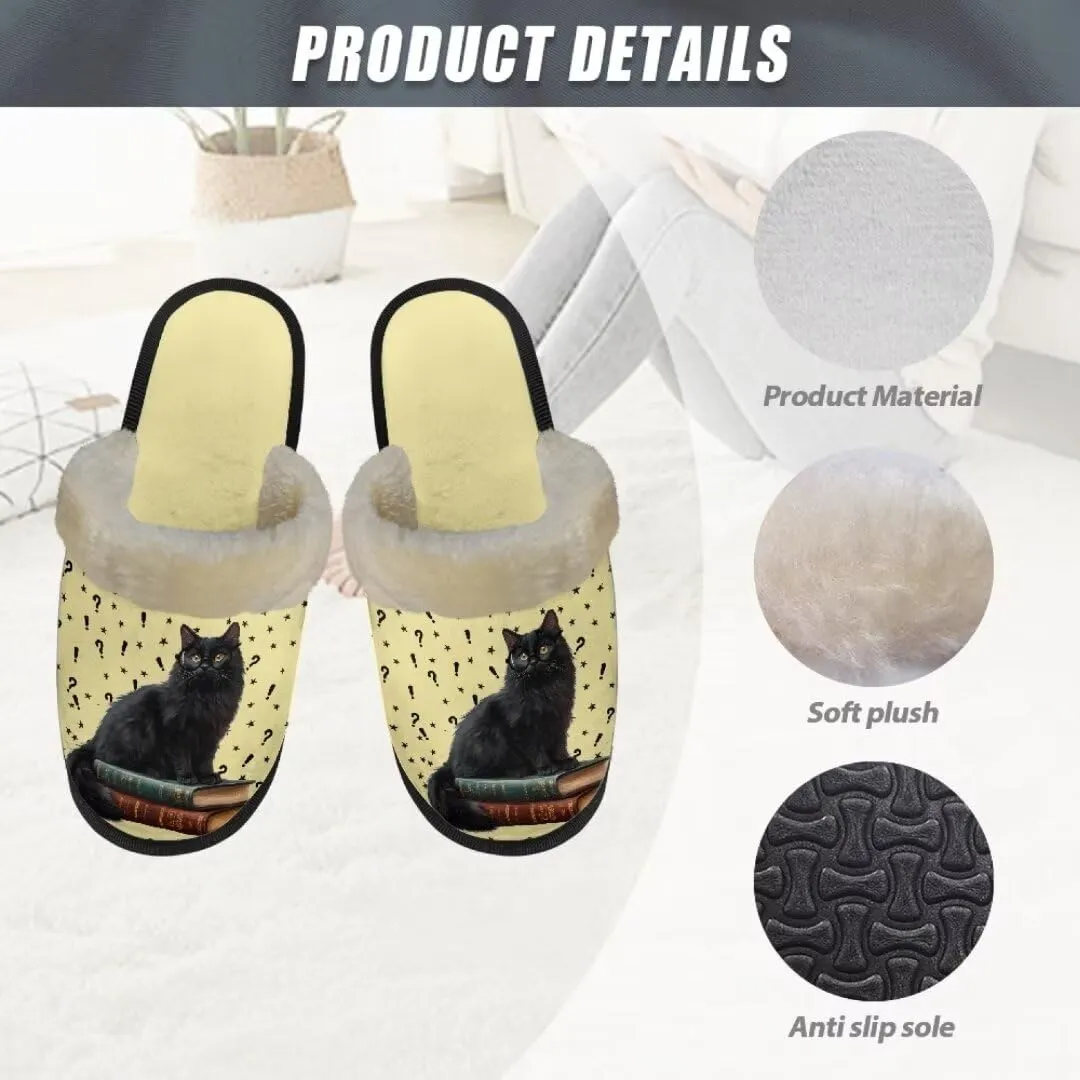 Jeiento Fuzzy Slippers for Women Cozy Memory Foam Scuff Slippers Adult Winter Indoor Slip On Closed Back Slipper Plus Cotton Slippers
