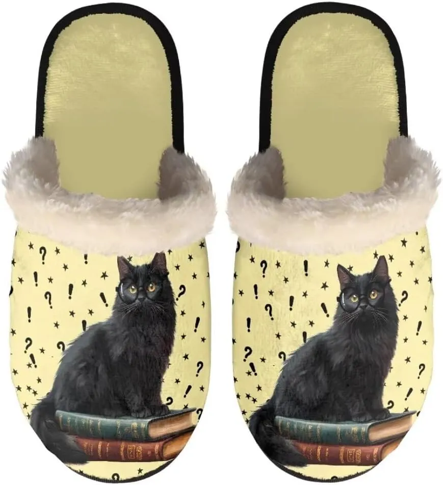 Jeiento Fuzzy Slippers for Women Cozy Memory Foam Scuff Slippers Adult Winter Indoor Slip On Closed Back Slipper Plus Cotton Slippers