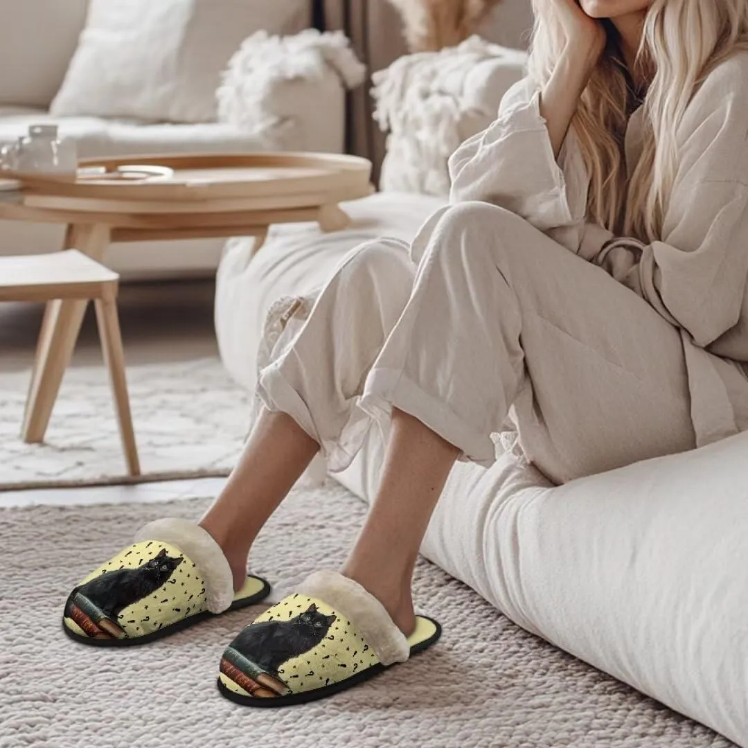 Jeiento Fuzzy Slippers for Women Cozy Memory Foam Scuff Slippers Adult Winter Indoor Slip On Closed Back Slipper Plus Cotton Slippers