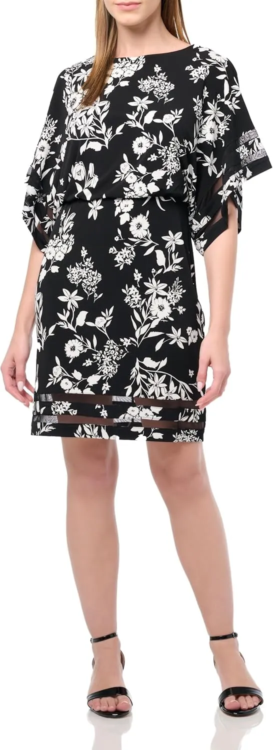 Jessica Howard Women's Elbow Sleeve Boat Neck Hanky Hem Knit Mini Dress