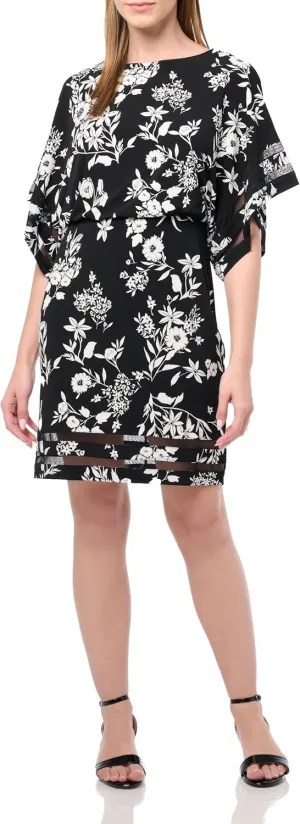 Jessica Howard Women's Elbow Sleeve Boat Neck Hanky Hem Knit Mini Dress
