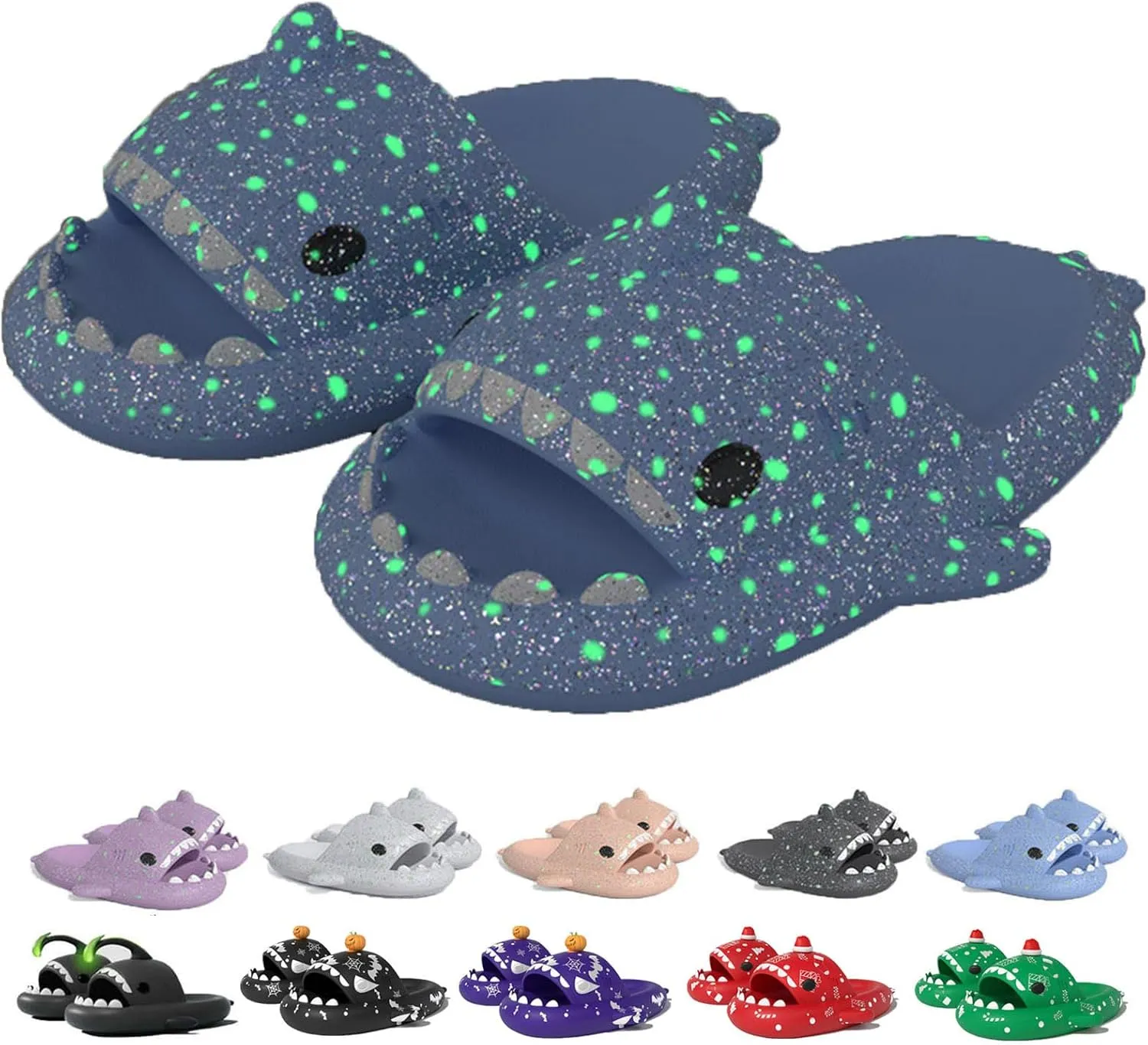 Jfxgjuv Halloween Luminous Shark Slippers Christmas Luminous Shark Slippers Spooky Shark Slides Shark Cloud Slides Angler Fish Slides Glow in The Dark Shark Slippers