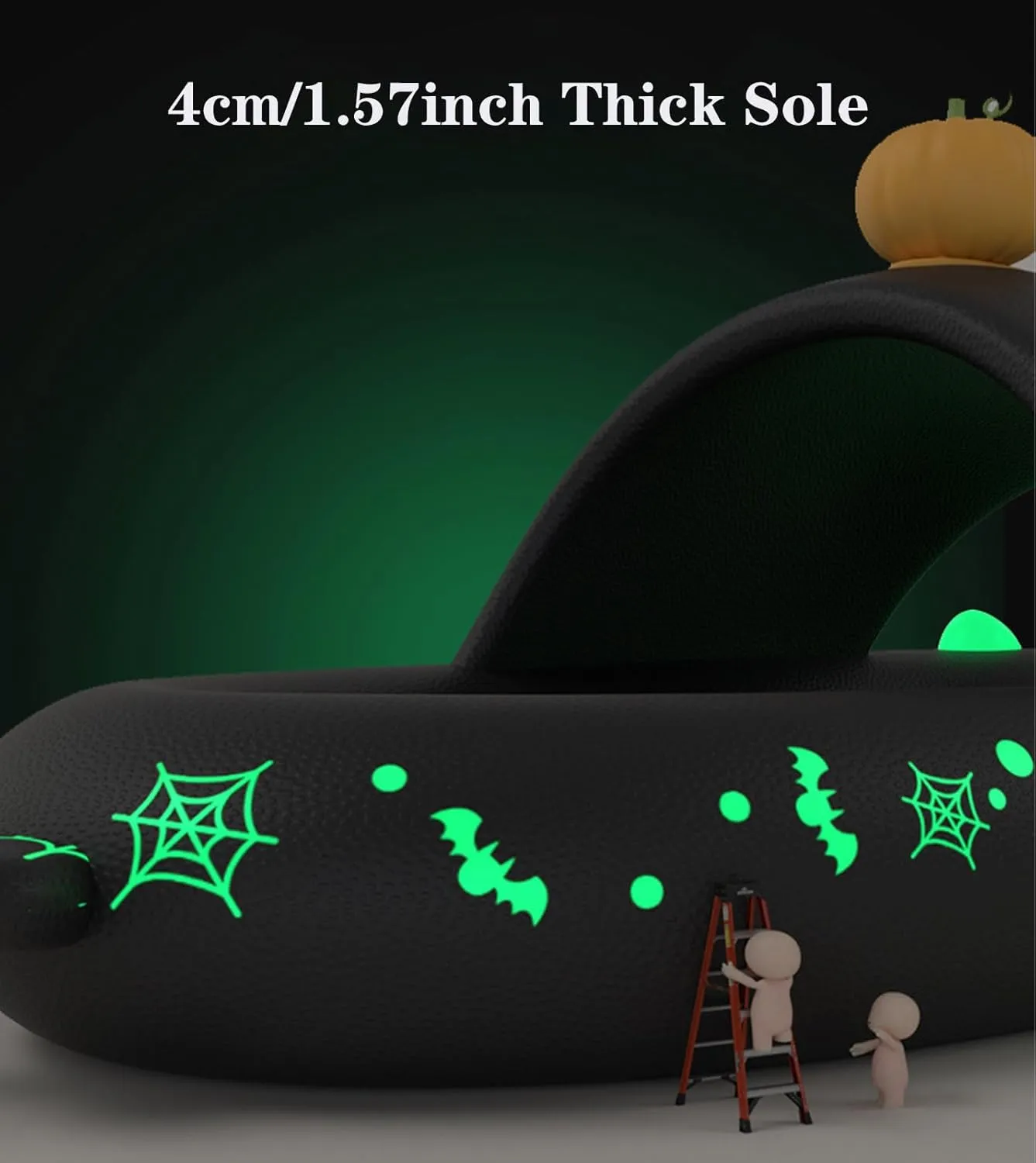 Jfxgjuv Luminous Shark Slippers, Spooky Shark Slides, Angler Fish Slides Glow in The Dark Halloween Christmas Shark Slides Soft Non-Slip Beach Pool Shower Shoes