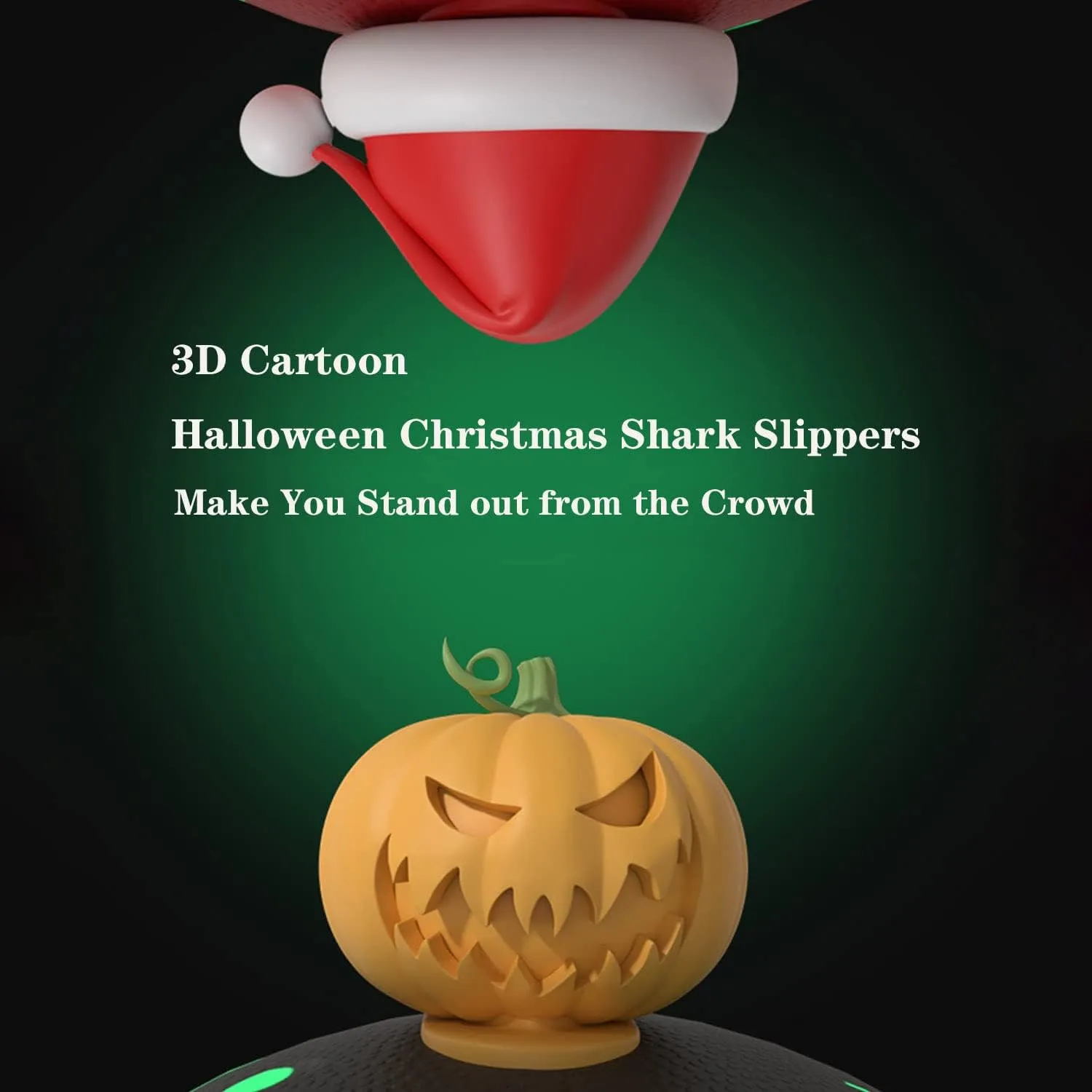 Jfxgjuv Luminous Shark Slippers, Spooky Shark Slides, Angler Fish Slides Glow in The Dark Halloween Christmas Shark Slides Soft Non-Slip Beach Pool Shower Shoes