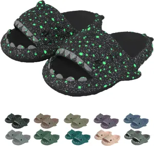 Jfxgjuv Luminous Shark Slippers, Spooky Shark Slides, Angler Fish Slides Glow in The Dark Halloween Christmas Shark Slides Soft Non-Slip Beach Pool Shower Shoes