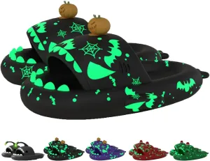 Jfxgjuv Luminous Shark Slippers, Spooky Shark Slides, Angler Fish Slides Glow in The Dark Halloween Christmas Shark Slides Soft Non-Slip Beach Pool Shower Shoes