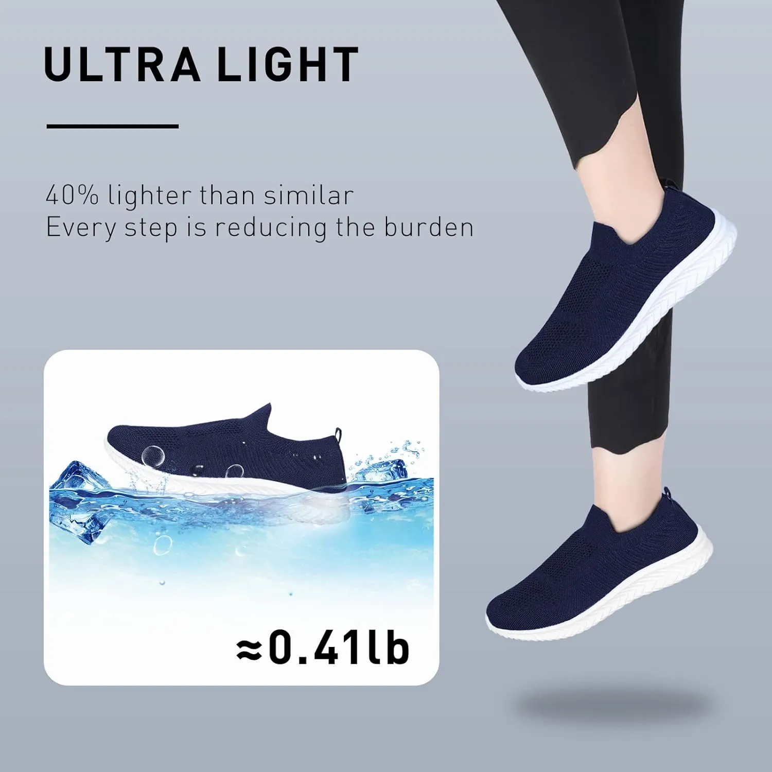JIAFO Womens Athletic Walking Shoes, Women Slip On Shoes Sneakers, Non Slip Running Shoes for Women, Laceless Casual Breathable Lightweight Mesh Knit