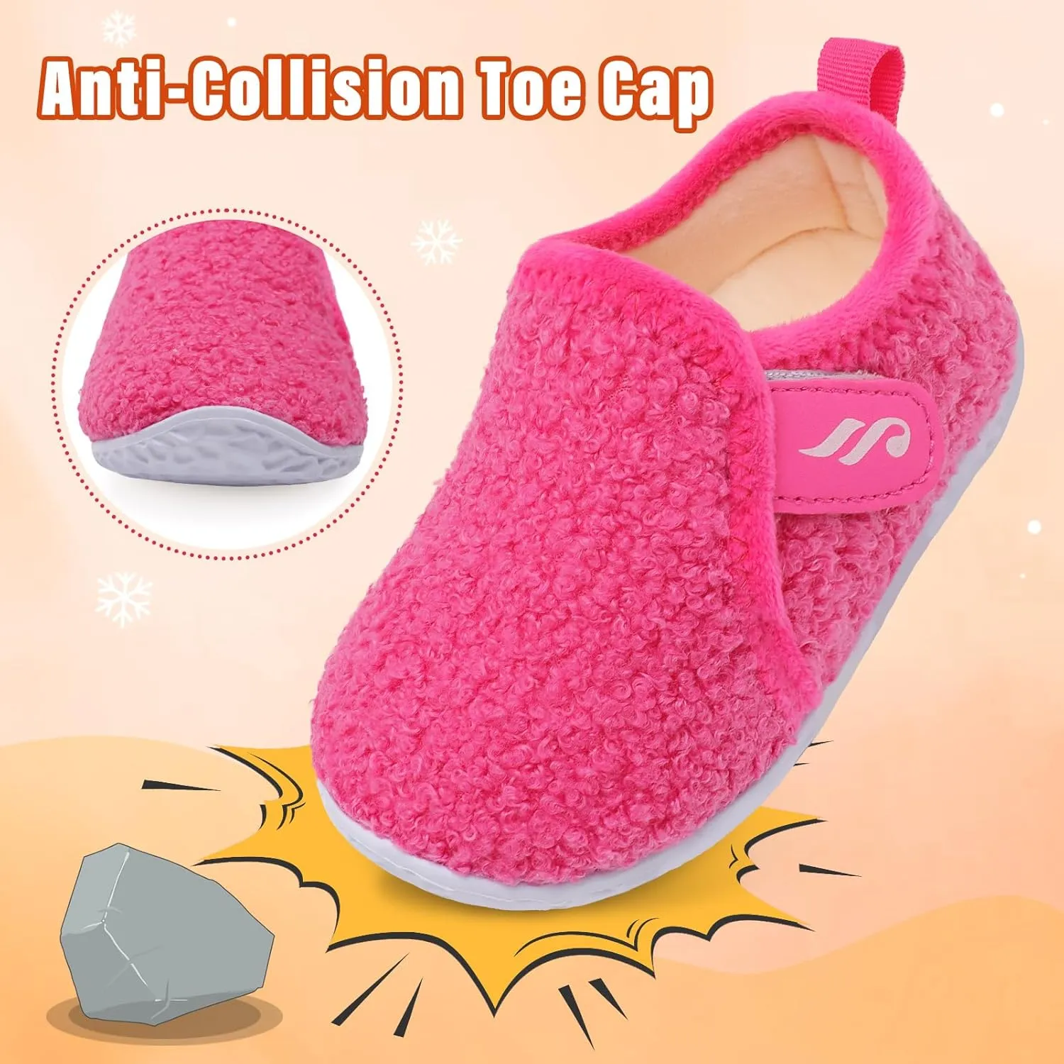 JIASUQI Toddler Slippers Fuzzy Kids Slippers Warm House Shoes for Boys Girls