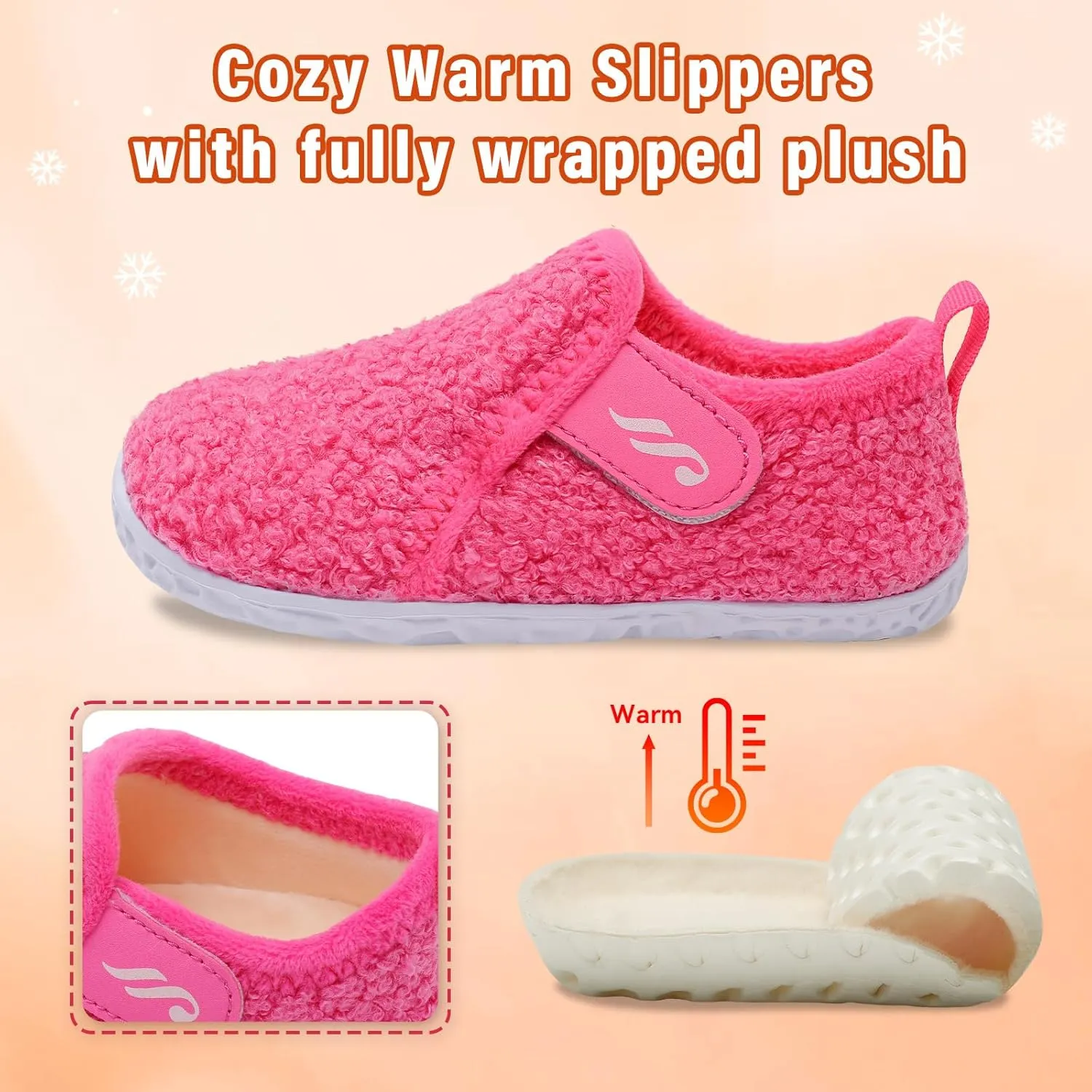 JIASUQI Toddler Slippers Fuzzy Kids Slippers Warm House Shoes for Boys Girls