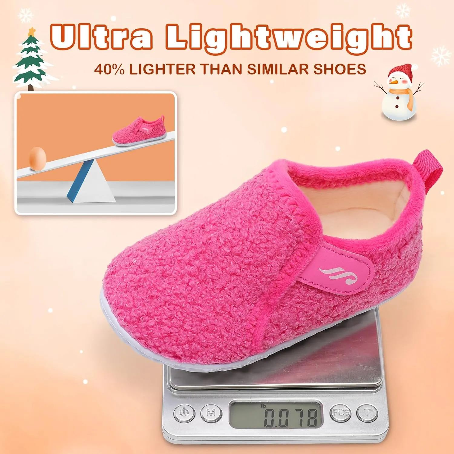 JIASUQI Toddler Slippers Fuzzy Kids Slippers Warm House Shoes for Boys Girls