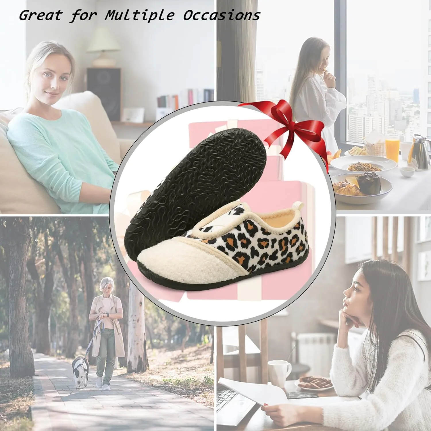 JIASUQI Womens Slippers Fuzzy Slip-on House Shoes Indoor Outdoor Slippers for Women