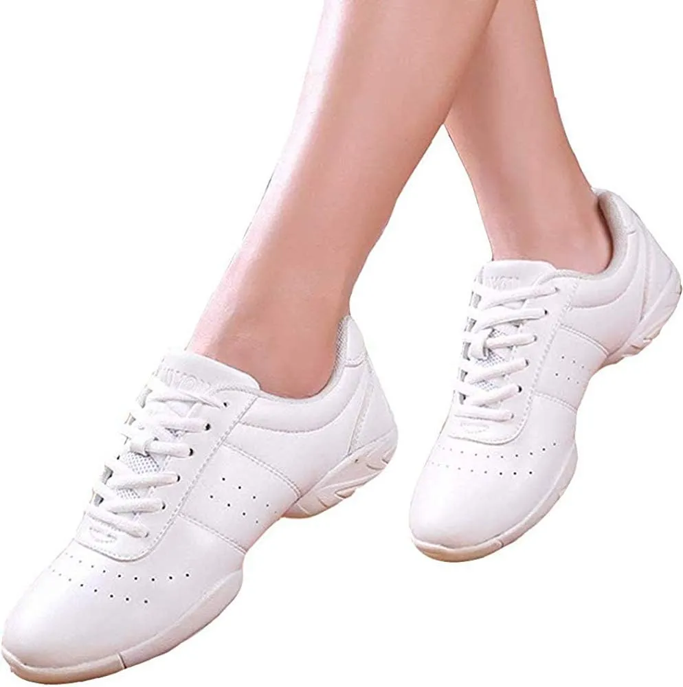JITUUE Women Cheerleading Dance Shoes Fashion Trainers Sneakers Lace Up Gym Athletic Sport Training Shoes for Girls
