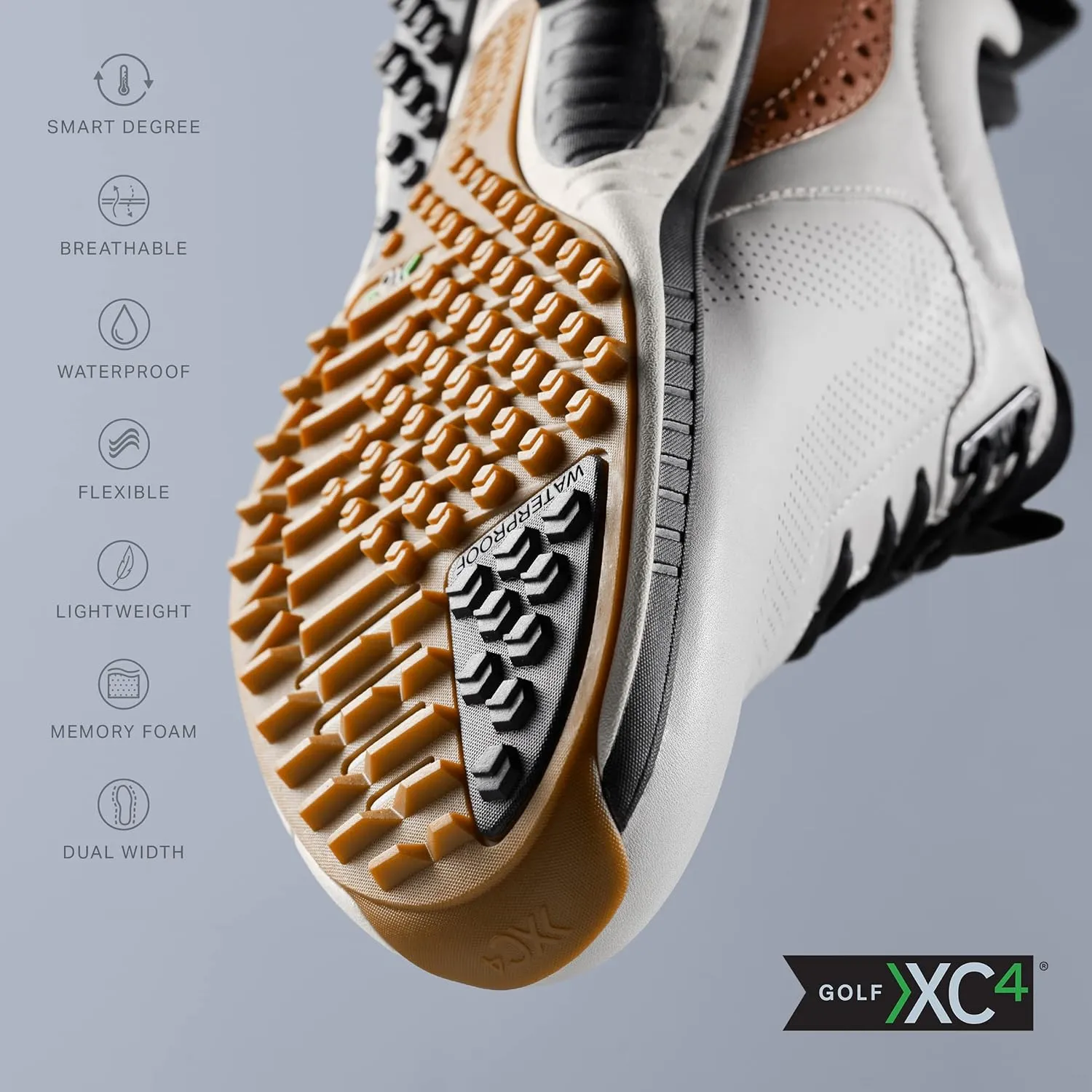 Johnston & Murphy Men's XC4 H1-Luxe Hybrid Golf Shoes | Waterproof Leather | Lightweight | Memory-Foam Cushioning