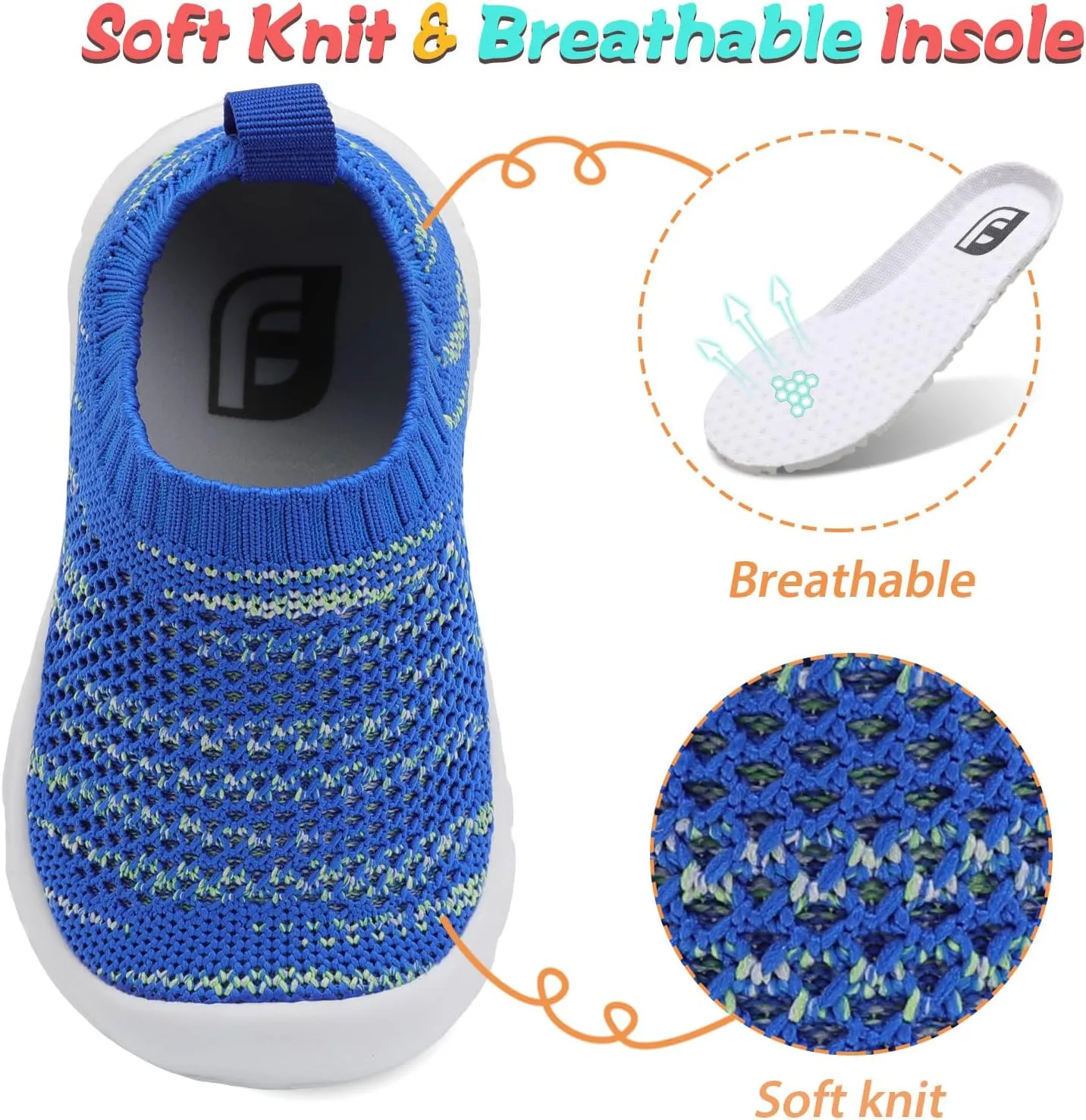 JOINFREE Toddler Boys Girls Sneaker Slip On Shoes Kids Lightweight Breathable Walking Shoes
