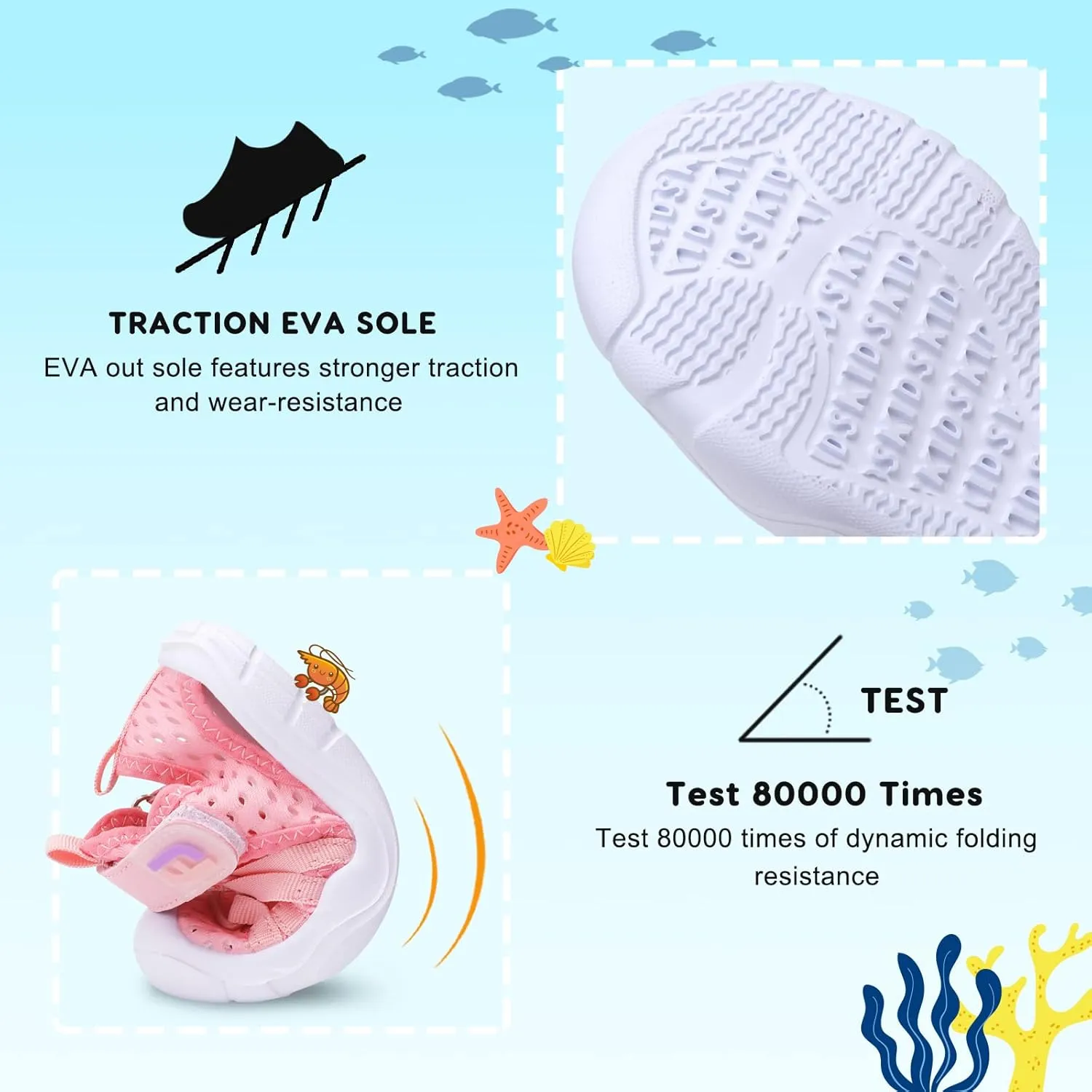 JOINFREE Toddler Boys Girls Water Shoes Breathable Qucik Dry Sport Beach Sandals Lightweight Barefoot Flexible