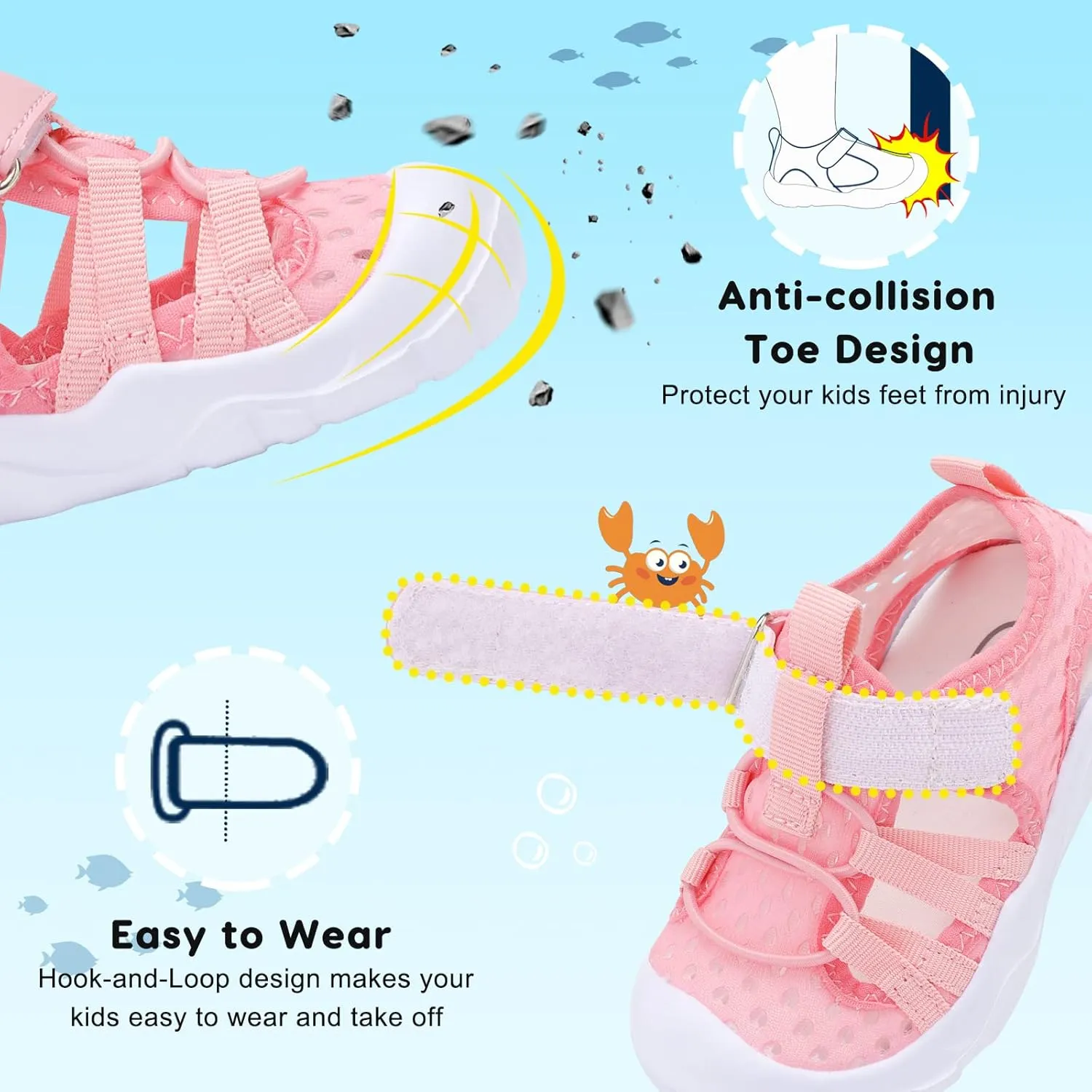 JOINFREE Toddler Boys Girls Water Shoes Breathable Qucik Dry Sport Beach Sandals Lightweight Barefoot Flexible