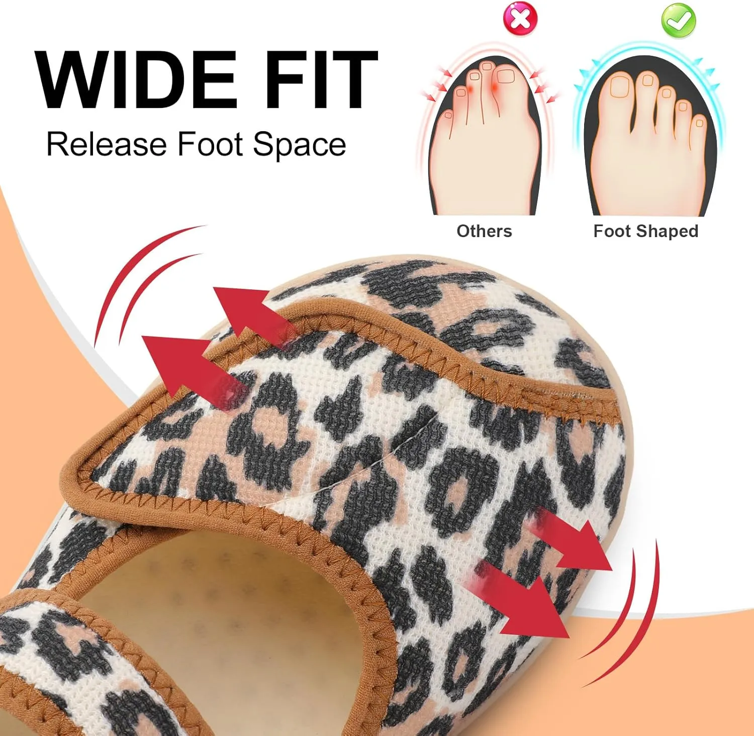 JOINFREE Womens Wide Diabetic Slippers Adjustable Comfort House Shoes Extra Wide Width Edema Swollen Arthritis Bedroom Slipper Indoor Outdoor