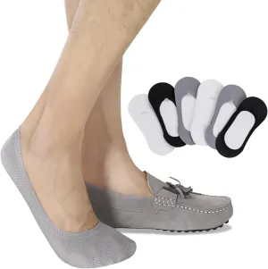 Joulli Mens No Show Socks Non-Slip Grips Casual Low Cut Boat Sock 6 Pack
