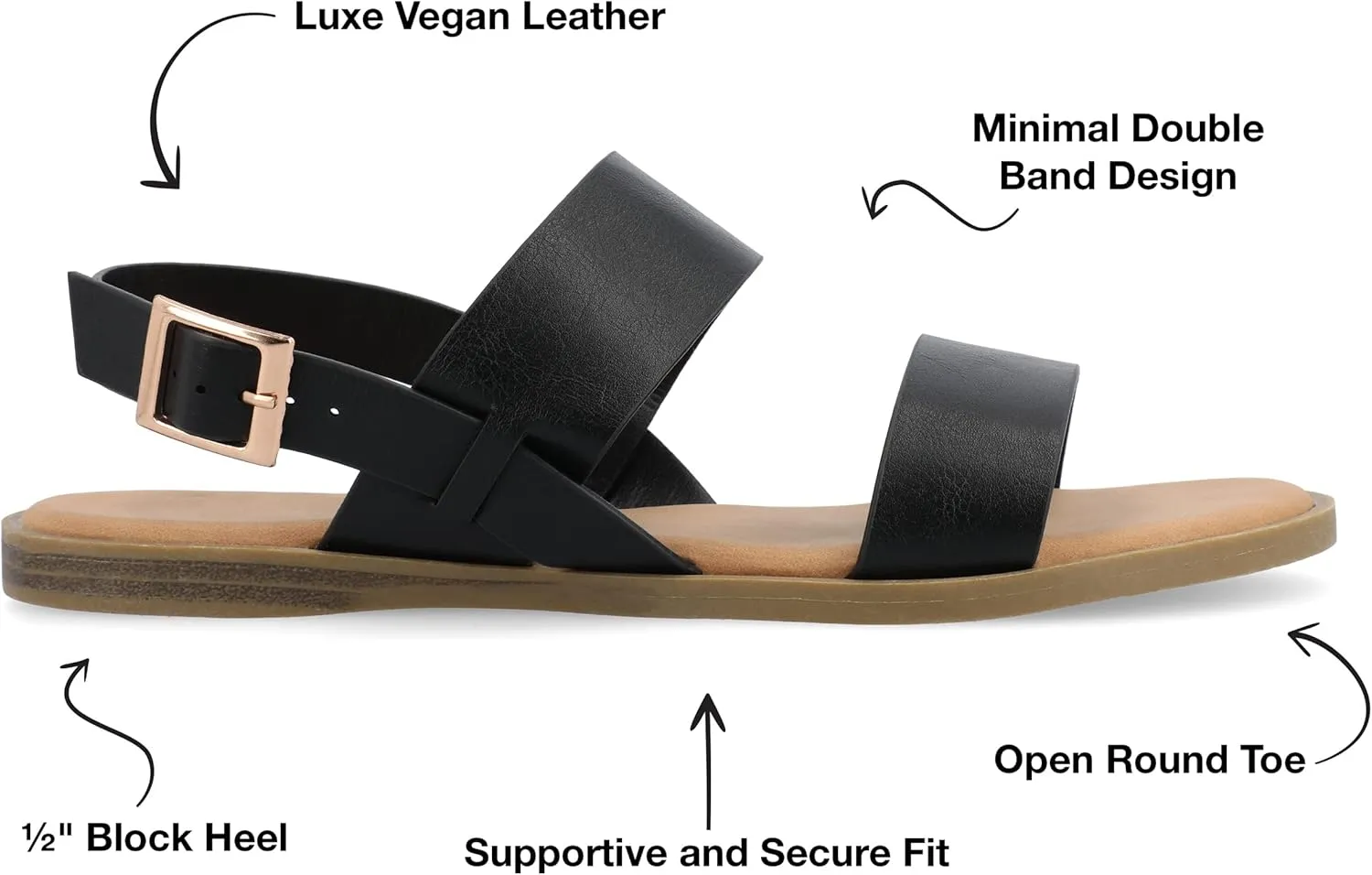 Journee Womens and Lavine Multi Strap Flat Sandals