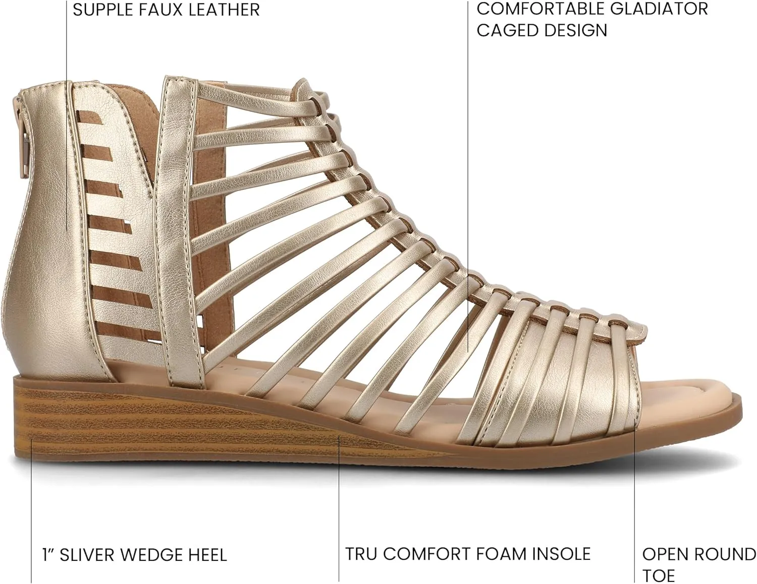 Journee Women's Comfort Foam Delilah Sliver Wedge Sandals