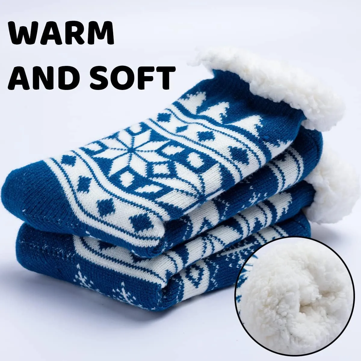 JOYIN 2 PCS Christmas Slipper Socks Fleece Fuzzy Soft Crew Socks for Women Winter Christmas Party Gifts