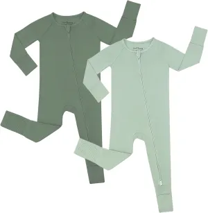 JunNeng Rayon of Bamboo Baby Sleeper with Mittens Cuffts Feet & Non-Slip Design, 2 Way Zipper Pjs Sleep'N Play Romper
