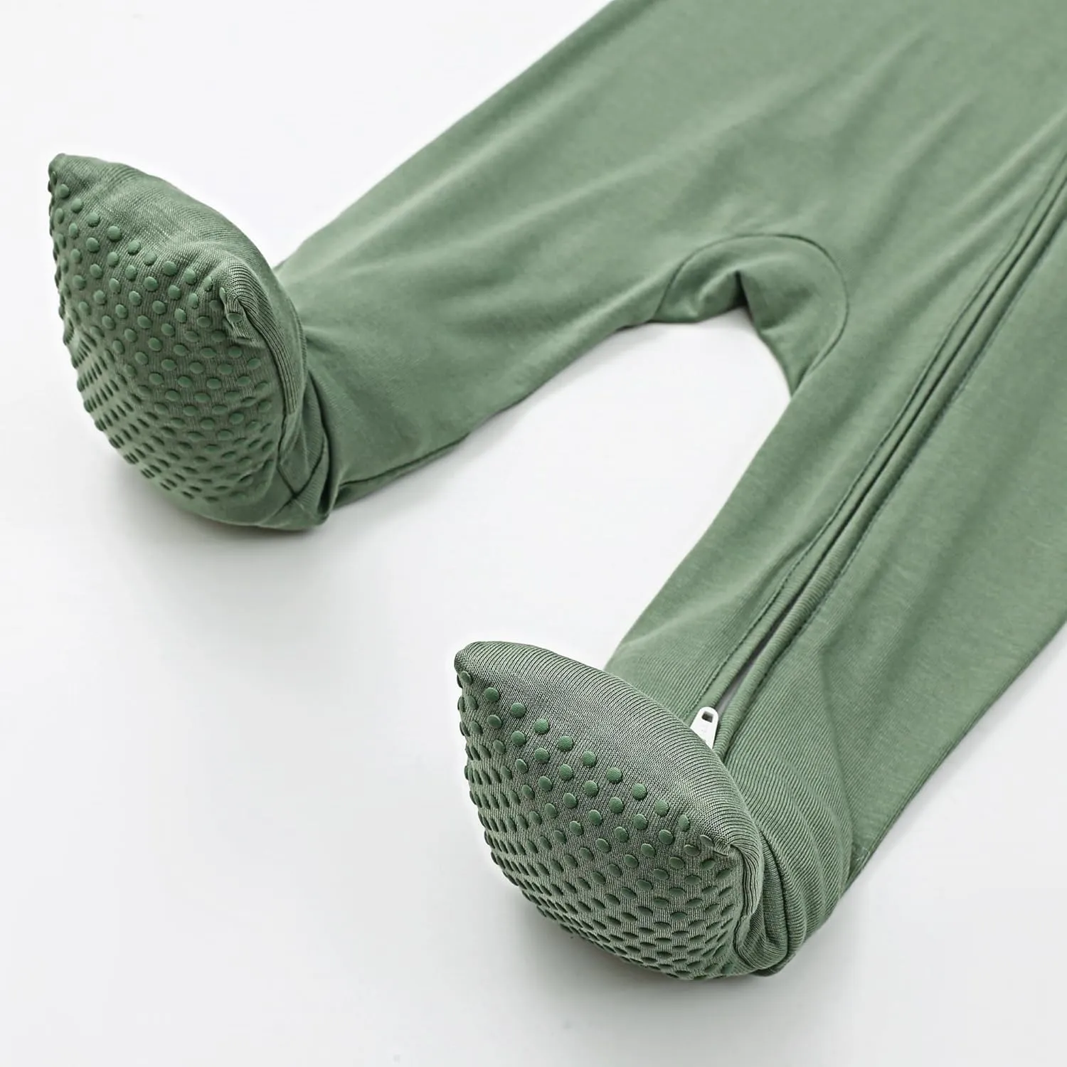 JunNeng Rayon of Bamboo Baby Sleeper with Mittens Cuffts Feet & Non-Slip Design, 2 Way Zipper Pjs Sleep'N Play Romper