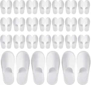 Juvale 24 Pairs Disposable House Slippers for Guests - Bulk Slipper Pack for Hotel, Spa, Travel, Shoeless Home, White Closed Toe (US Men Size 10, Women 11)